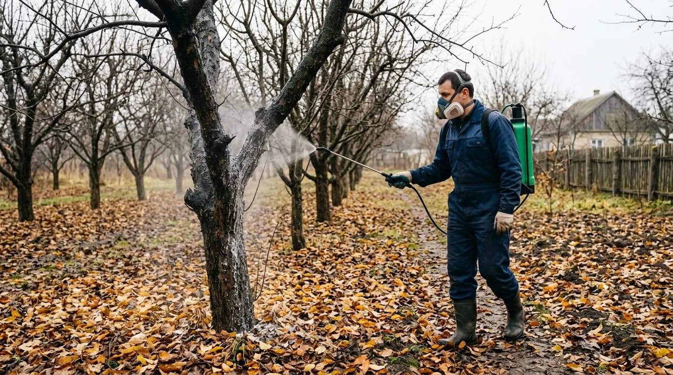 Викорінююче обприскування саду восени: залізний купорос